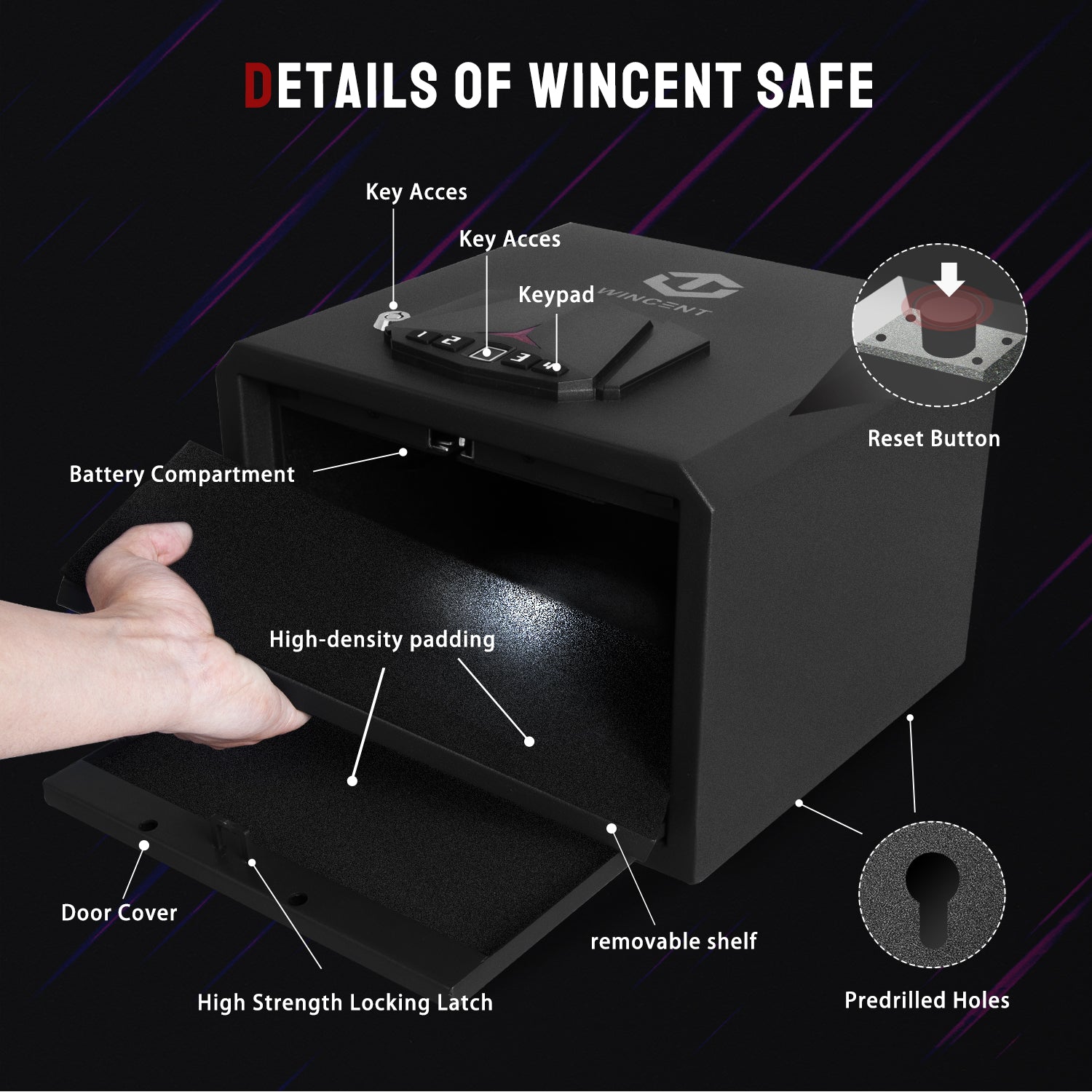 WINCENT Elite Portable Gun Safe with RFID & Key
